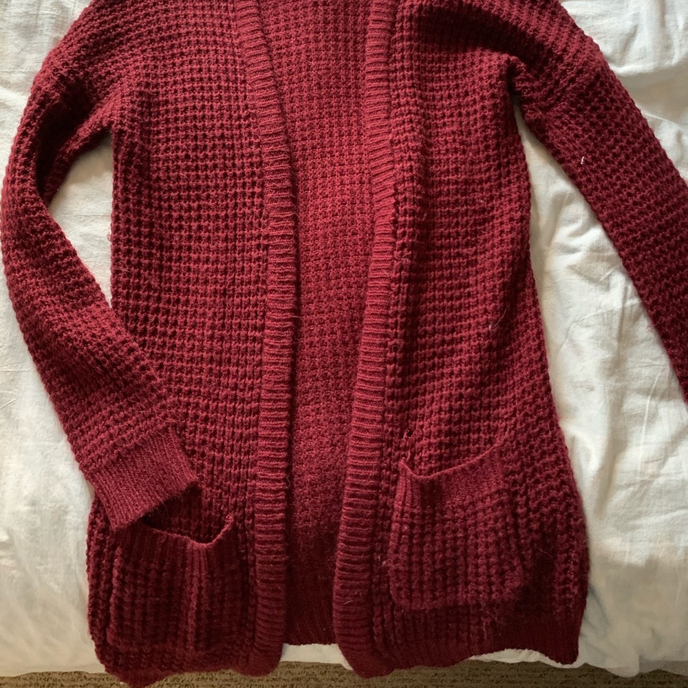 Maroon Knitted Cardigan - Picture 2 of 2